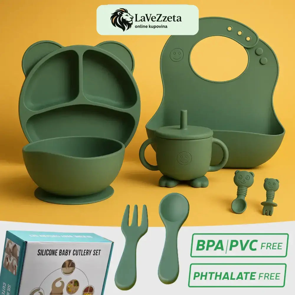 DEČIJI SILIKONSKI SET PRIBORA ZA JELO