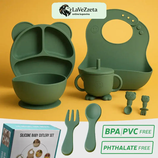 DEČIJI SILIKONSKI SET PRIBORA ZA JELO